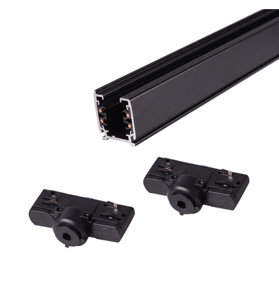 3-Fase PENDEL railsysteem - 1m, zwart, 2 lamphouders