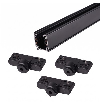 3-Fase PENDEL railsysteem - 2m, zwart, 3 lamphouders