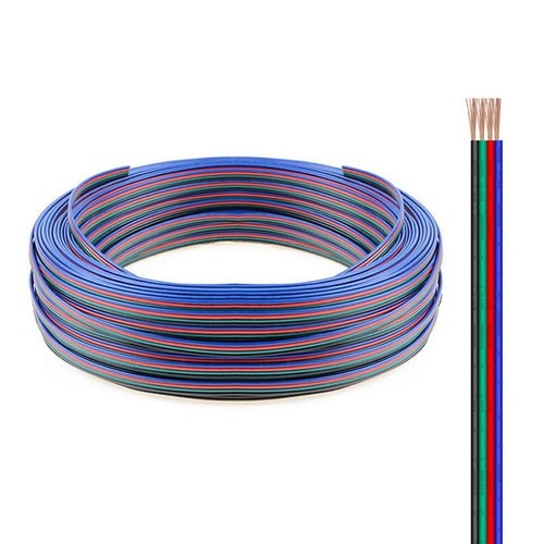 12-24V RGB-kabel voor LED-strips - 4-aderig, 100 meter rol