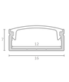 PVC-profiel 16x7 voor LED-strip - 1 meter, zwart, inclusief melkachtig wit cover