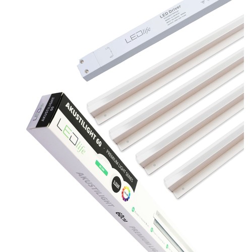 Troldtekt LED-railset 4x120 cm - Verzonken, Akustilight incl. kabels en driver