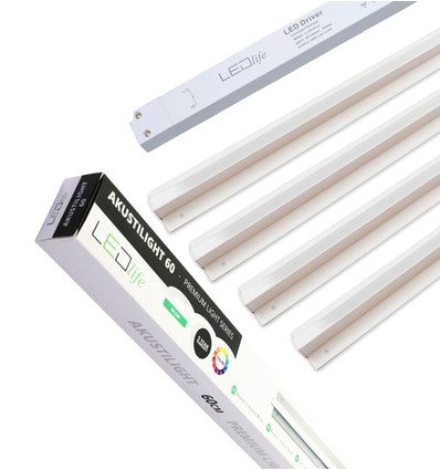 Troldtekt LED-railset 4x120 cm - Verzonken, Akustilight incl. kabels en driver