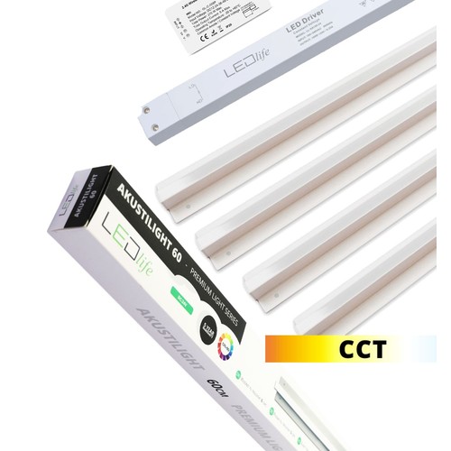 Troldtekt LED Zigbee railsysteem 4x120 cm - CCT, Inbouw, Akustilight inclusief kabels en driver