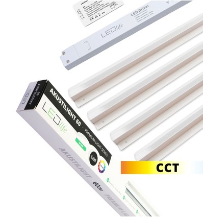 Troldtekt LED Zigbee railset 4x120 cm - CCT, verzonken, Akustilight