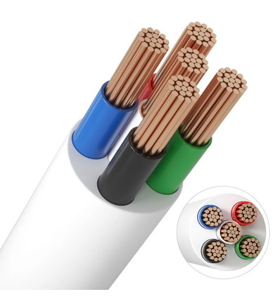 12-24V RGB+W kabel, wit rond - 5 x 0,5 mm², meterware, min. 5 meter
