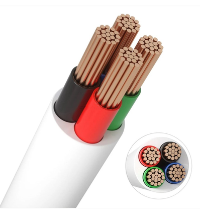 12-24V RGB-kabel, wit rond - 4 x 0,5 mm², meterware, min. 5 meter