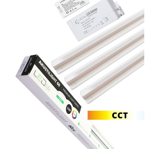 Troldtekt LED Railset 3x60 cm - CCT, Inbouw, Akustilight inclusief afstandsbediening, kabels en driver