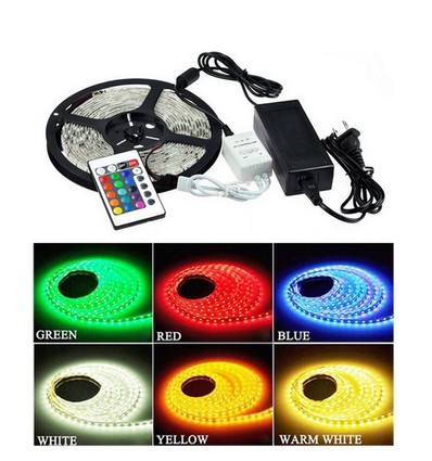 RGB set: 5m LED-strip 30 LED, 4,8w, controller en transformator