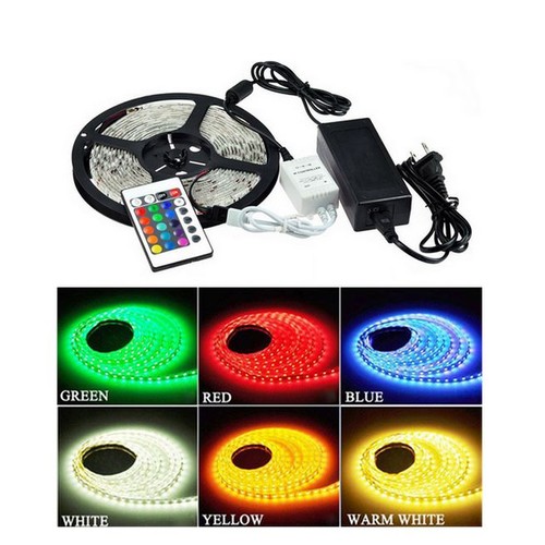 RGB set: 5m LED-strip, waterdicht 60 LED, 9,6w, controller en transformator