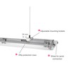 120cm armatuur + 2 st. 18,5W T8 LED buizen - IP65, doorvoerbedraad