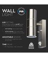 GU10 Wandlamp up/down met sensor - IP44 buiten, roestvrij staal, zonder lichtbron
