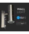 GU10 Wandlamp up/down met sensor - IP44 buiten, roestvrij staal, zonder lichtbron