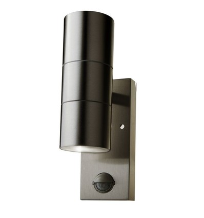 GU10 Wandlamp up/down met sensor - IP44 buiten, roestvrij staal, zonder lichtbron