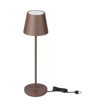 V-Tac oplaadbare tafellamp, draadloos - Corten, IP54 buiten tafellamp, touch dimbaar, model mini