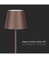 V-Tac oplaadbare tafellamp, draadloos - Corten, IP54 buiten tafellamp, touch dimbaar, model mini