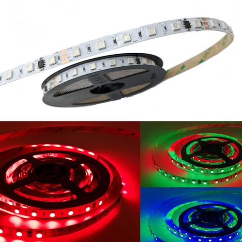 5m 12W/m RGBIC LED-strip - 24V DC, IP20, 60 LED's per meter