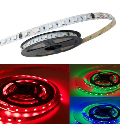 5m 12W/m RGBIC LED-strip - 24V DC, IP20, 60 LED's per meter