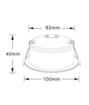 7W Ø10cm Low profile inbouwspot dimbaar RA93 - Zaagmaat: Ø8,3 cm, Afmetingen: Ø10 cm, CCT