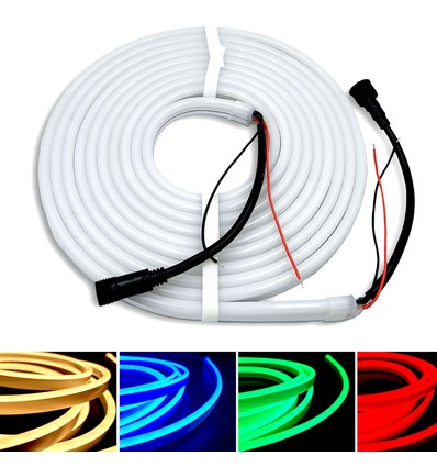 10m RGB+WW Neon Flex LED strip - 24V, 16W/m, IP65, 3000K warm wit
