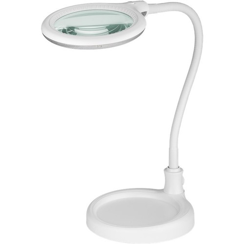 LED loeplamp met flexibele hals 6W - Wit, bureaulamp, klem en voet