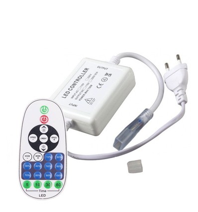 RF draadloze timer + dimmer met afstandsbediening - Inclusief eindkap, voor 230V (COB), geheugenfunctie, max. 50 m