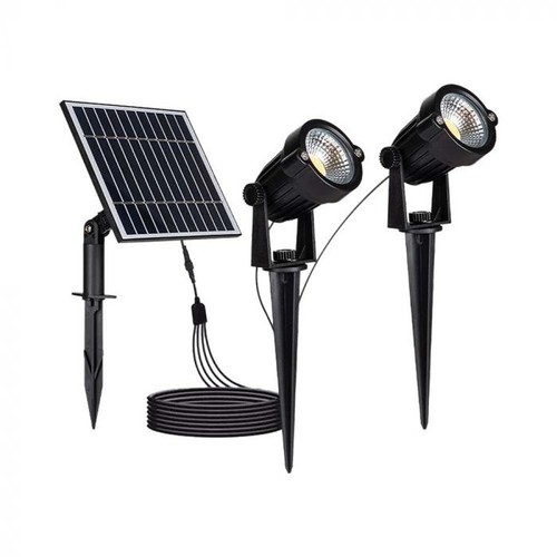 V-Tac 2x1.2W LED zonne-energie tuinlampen - Zwart, met grondpen, IP65
