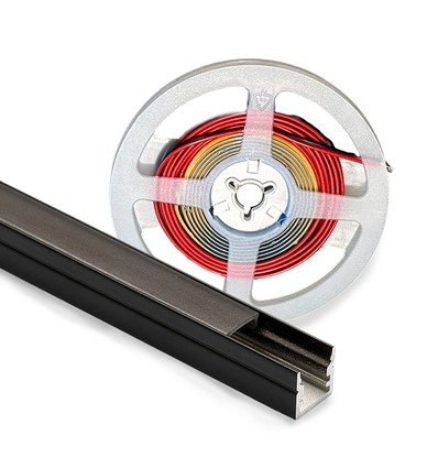 120cm Verlichting voor akoestisch paneel, zwart - Complete set met aluminium profiel en COB LED-strip