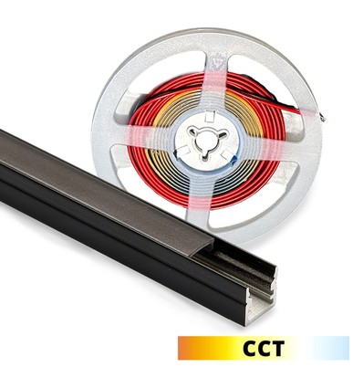 120cm Verlichting voor akoestische panelen, zwart - CCT LED strip, complete set met aluminium profiel