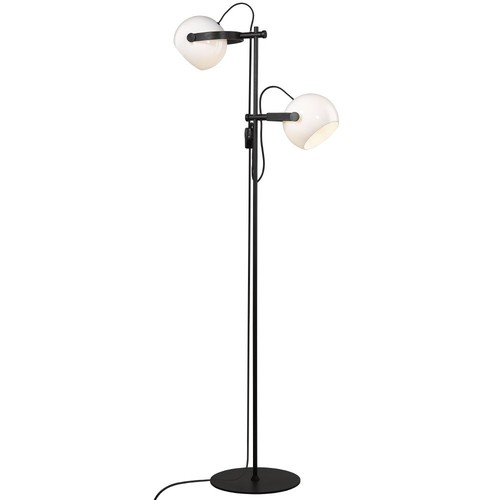 Outlet: Halo Design - D.C vloerlamp 2L Ø18 E27, Opalglas met eiken-zwart