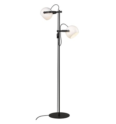 Outlet: Halo Design - D.C vloerlamp 2L Ø18 E27, Opalglas met eiken-zwart