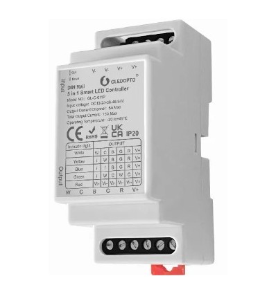 GledoptoPro 5i1 controller voor DIN-rail - Hue compatibel, RGB+CCT