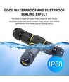 T-verdeeldoos met snelkoppeling - IP68 waterdicht, zwart, voor het verbinden van kabels, 3-aderig