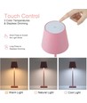 Oplaadbare LED tafellamp Binnen/buiten - Roze, touch dimbaar, CCT, IP54 buiten