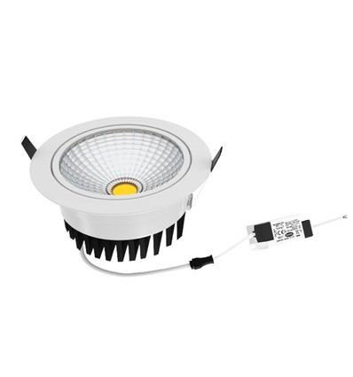 5W Ø8,5cm COB inbouwspot RA80 - Zaagmaat: Ø7 cm, Afmetingen: Ø8,5 cm, witte rand, 2700K