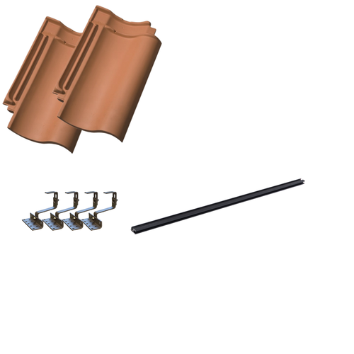 Montagemateriaal, 1 extra paneel - Zwarte rail, dakpannen, voor 30mm paneel