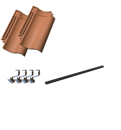 Montagemateriaal, 1 extra paneel - Zwarte rail, dakpannen, voor 30mm paneel