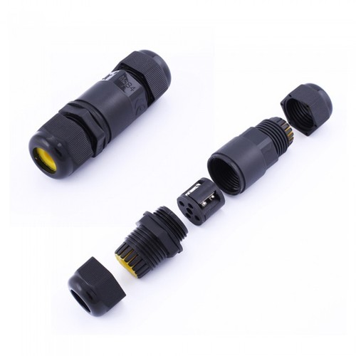 V-Tac zwarte ronde verbindingsdoos - Voor het verbinden van kabels, IP68 waterdicht