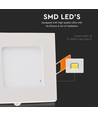 3W 8,4x8,4cm LED inbouwpanel - Gat: 7,3 x 7,3 cm, Afmetingen: 8,4 x 8,4 cm