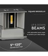 5W LED wandlamp - IP65 buiten, vierkant, grijs, verstelbare stralingshoek, incl. lichtbron