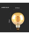 E27 5W LED globe lamp - Ø12,5cm, Kooldraad, extra warm wit
