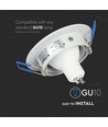 MR16 of GU10 Downlight kit, zonder lichtbron, mat wit, gatmaat: Ø7,5 cm, afmetingen: Ø9,1 cm