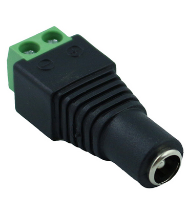 Close-up van het label op een 12V DC voeding waarop de specificaties voor gelijkspanning zichtbaar zijn.