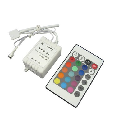 Infrarood RGB-controller met afstandsbediening voor het aansturen van 12V en 24V verlichting.