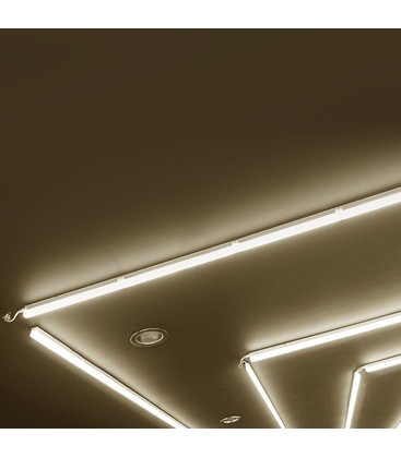 Compacte waterbestendige LED-verlichting gemonteerd in een vochtige ruimte.